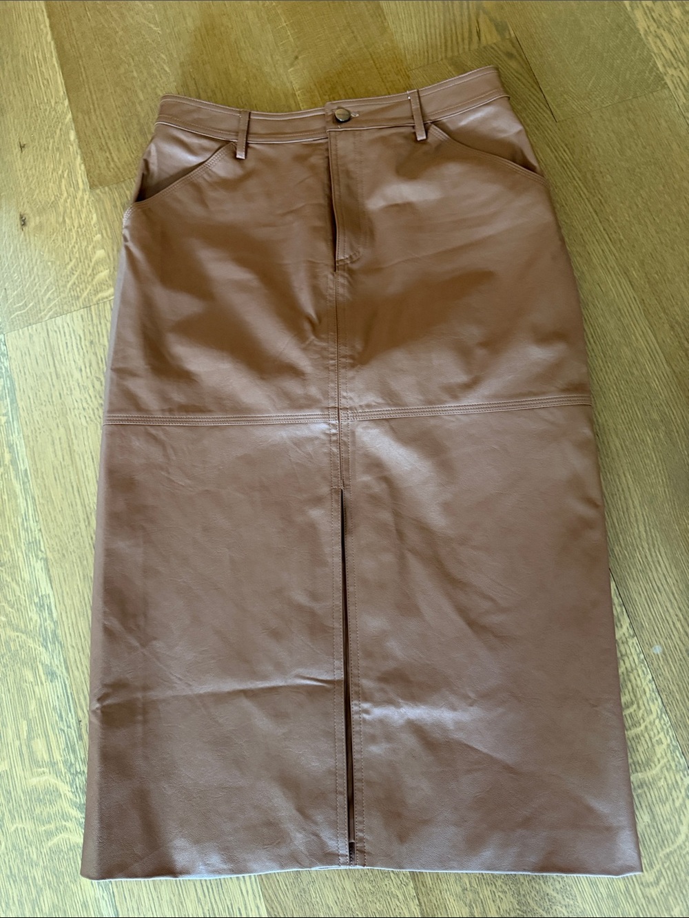 Sanctuary Women’s Faux Leather Midi Skirt in Brown